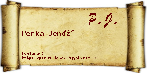 Perka Jenő névjegykártya